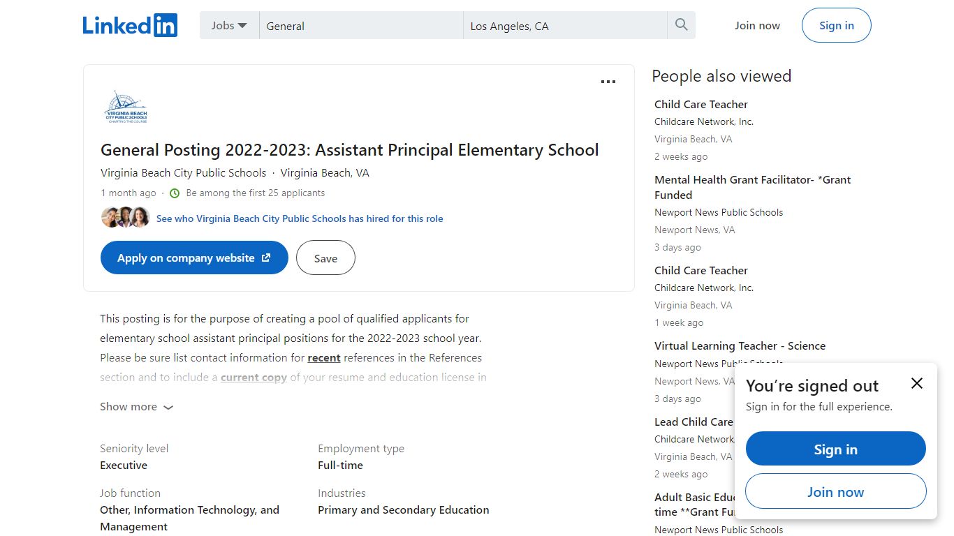 Virginia Beach City Public Schools hiring General Posting 2022-2023 ...